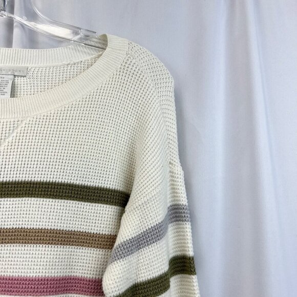 Design History Women’s Long Sleeve Round Neck Tight Knit Sweater Ivory/Multi XS - Picture 4 of 8